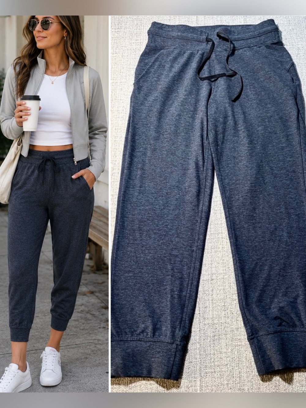 💥Lululemon Ready to Rulu Crop Joggers Heathered Navy Black Size 6💛